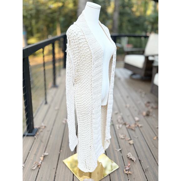 AllSaints Cure Cardigan Ivory Hand-Knit Long Open Front Sweater Women’s 12 - Picture 5 of 8